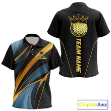 Load image into Gallery viewer, Blue and Gold KidGolf polo shirts Custom Golf Outfit For Children Team Golf shirt | Black NQS10033