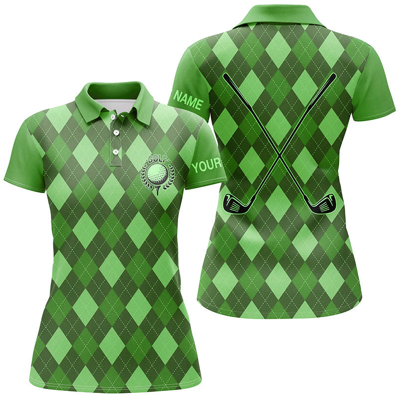 Green argyle Womens golf polo shirts custom name golf outfit women, personalized golf gifts NQS8133