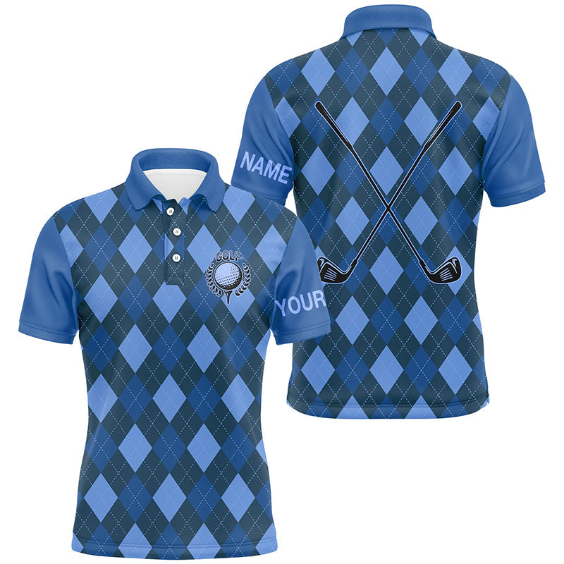 Blue argyle golf clubs Mens golf polo shirts custom name golf outfit men, personalized golf gifts NQS8134
