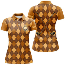 Load image into Gallery viewer, Orange argyle golf clubs Womens golf polo shirts custom golf outfit women, personalized golf gifts NQS8135