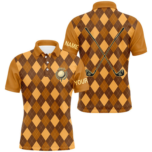 Orange argyle golf clubs Mens golf polo shirts custom name golf outfit men, personalized golf gifts NQS8135