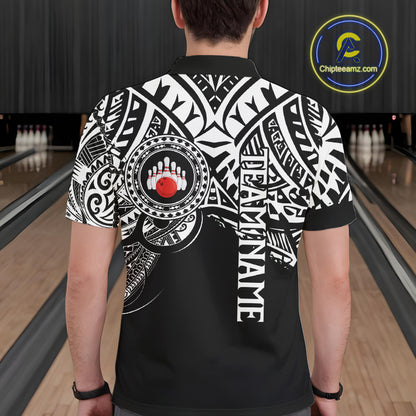 Personalized Black and White Tribal pattern Mens Bowling Shirts Custom Team Bowling outfit for men NQS10761