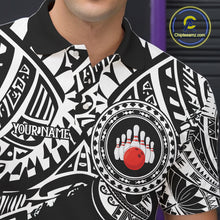 Load image into Gallery viewer, Personalized Black and White Tribal pattern Mens Bowling Shirts Custom Team Bowling outfit for men NQS10761