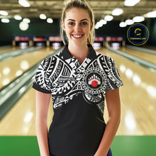 Load image into Gallery viewer, Personalized Black and White Tribal pattern Women Bowling Shirt Custom Team Bowling outfit for ladies NQS10761