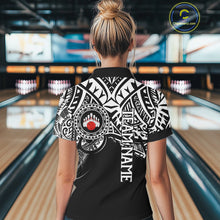 Load image into Gallery viewer, Personalized Black and White Tribal pattern Women Bowling Shirt Custom Team Bowling outfit for ladies NQS10761