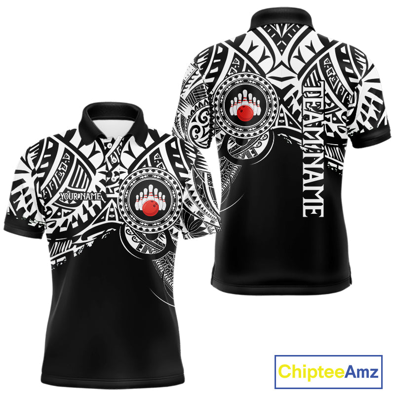 Personalized Black and White Tribal pattern Mens Bowling Shirts Custom Team Bowling outfit for men NQS10761