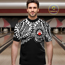 Load image into Gallery viewer, Personalized Black and White Tribal pattern Mens Bowling Shirts Custom Team Bowling outfit for men NQS10761