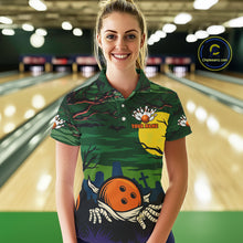 Load image into Gallery viewer, Funny Halloween Bowling Polo, Quarter Zip Shirts For Women Custom Halloween Team Bowling Jersey NQS10765