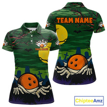 Load image into Gallery viewer, Funny Halloween Bowling Polo, Quarter Zip Shirts For Women Custom Halloween Team Bowling Jersey NQS10765
