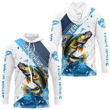 Load image into Gallery viewer, Personalized Blue Ice Walleye Ice Fishing Shirts Custom Walleye Long Sleeve Fishing Jersey for Team NQS9289