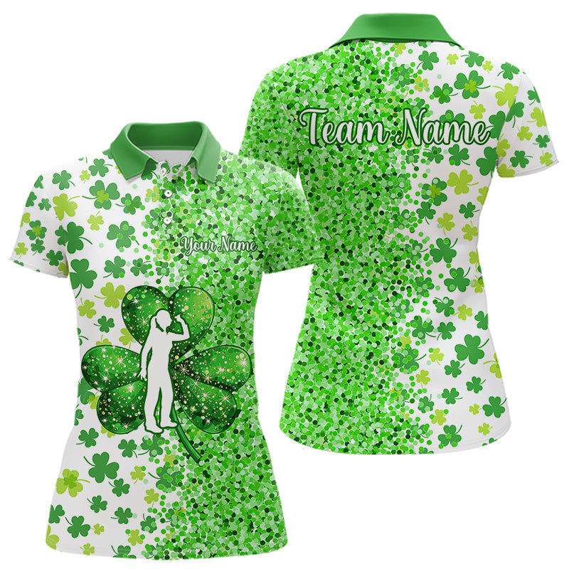 Green glitter shamrock clover Darts Shirts For Women custom St Patrick day Dart Team Jersey NQS9464