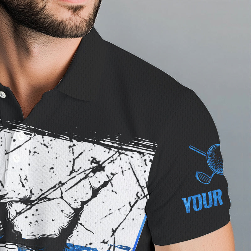 Black, White and Blue Retro broken Golf ball Mens Polo shirt Custom golf outfit for Team mens golf top NQS9788