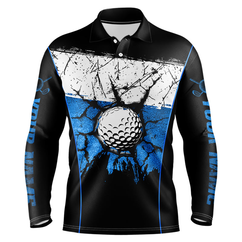 Black, White and Blue Retro broken Golf ball Mens Polo shirt Custom golf outfit for Team mens golf top NQS9788