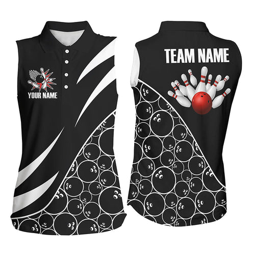 Black and white Bowling camo Sleeveless Polo shirts Custom Retro Bowling Jerseys For Team Bowlers NQS7558