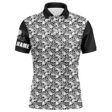Load image into Gallery viewer, Black and white Mens golf polo shirts custom name skull pattern men&#39;s golf outfit NQS6030