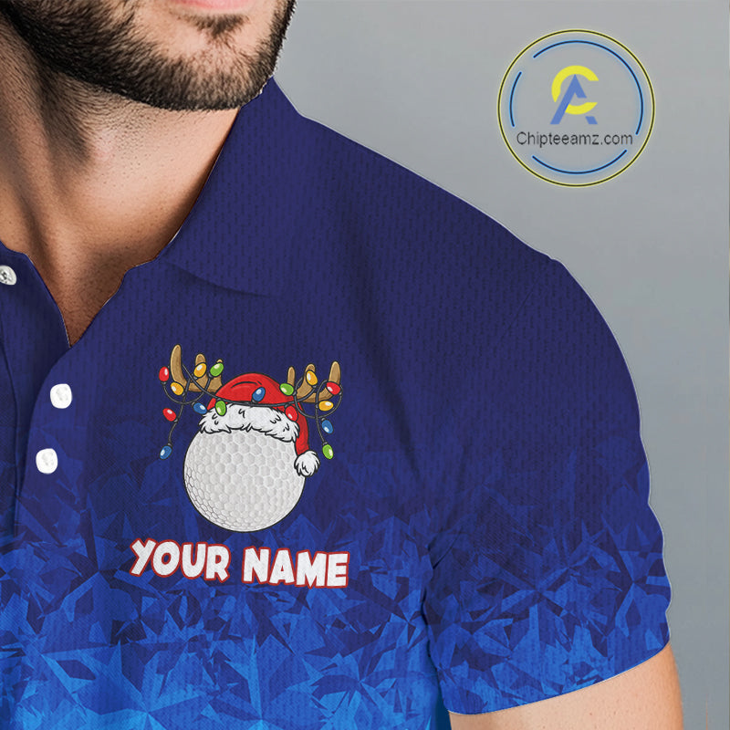 Blue Ice pattern Mens Christmas Golf Shirts Custom Golf clothes For Men, Christmas gifts NQS10970