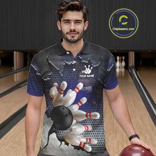 Load image into Gallery viewer, Eagle Bowling Polo, Quarter Zip Shirts for Men Custom Team Bowling jerseys, gift for bowlers | Blue NQS10972