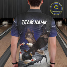 Load image into Gallery viewer, Eagle Bowling Polo, Quarter Zip Shirts for Men Custom Team Bowling jerseys, gift for bowlers | Blue NQS10972