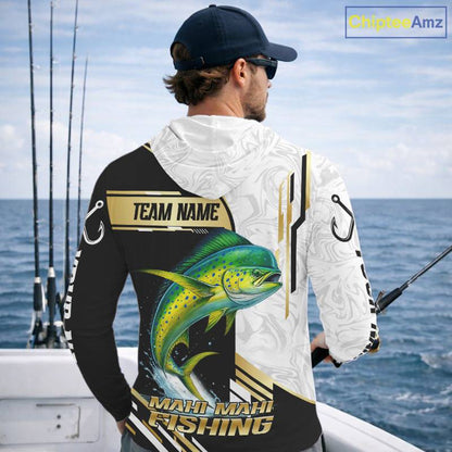 Personalized Mahi Mahi fishing shirts Custom sun protection Dorado fishing team jerseys | Gold NQS11687