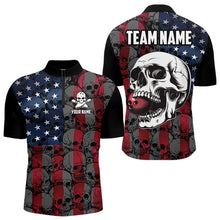 Load image into Gallery viewer, American Flag Skull Camo Bowling Shirt For Men Custom patriotic Team Jersey bowling attire for men NQS9790