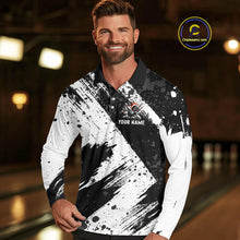 Load image into Gallery viewer, Black and White camo Flame Skull Bowling Shirts For Men Custom Bowling Team Jersey bowlers outfit NQS9795