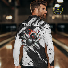 Load image into Gallery viewer, Black and White camo Flame Skull Bowling Shirts For Men Custom Bowling Team Jersey bowlers outfit NQS9795