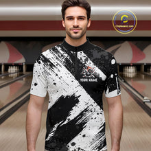 Load image into Gallery viewer, Black and White camo Flame Skull Bowling Shirts For Men Custom Bowling Team Jersey bowlers outfit NQS9795
