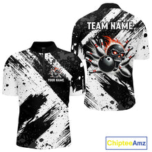 Load image into Gallery viewer, Black and White camo Flame Skull Bowling Shirts For Men Custom Bowling Team Jersey bowlers outfit NQS9795