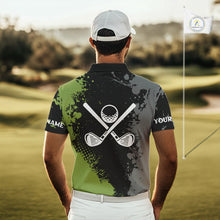 Load image into Gallery viewer, Black and Green Camo Golf Polo shirt for Men Custom golf team uniform golf outfit NQS9797