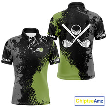 Load image into Gallery viewer, Black and Green Camo Golf Polo shirt for Men Custom golf team uniform golf outfit NQS9797
