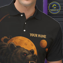 Load image into Gallery viewer, Custom Black Bear Bowling Men Polo, Quarter Zip Shirts Bear Bowling Team Jerseys NQS10781