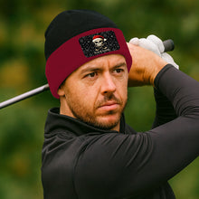 Load image into Gallery viewer, Funny Christmas Skull Golf Knit Beanie Hat, Custom Rectangle Patch Golf Beanie Hat, Xmas Golf Gifts NQS10783