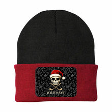 Load image into Gallery viewer, Funny Christmas Skull Golf Knit Beanie Hat, Custom Rectangle Patch Golf Beanie Hat, Xmas Golf Gifts NQS10783