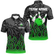 Load image into Gallery viewer, Green Flame Fire Mens bowling shirts black camo Bowling Jerseys Personalized Bowling Team Shirts NQS9064
