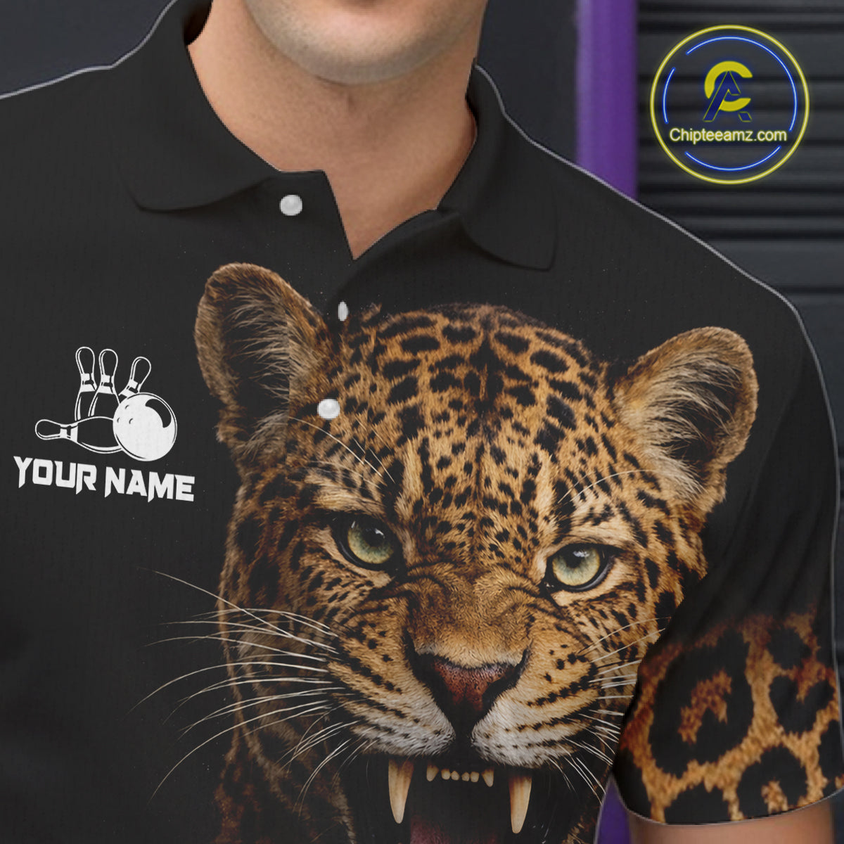 Custom Leopard Bowling Polo, Quarter Zip Jerseys for Men, Personalized Leopard Bowling Team shirts NQS11570