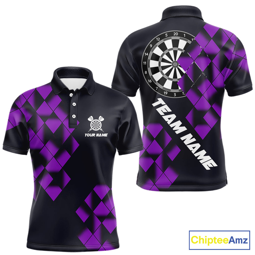 Personalized Black and Purple Dart Board 3D Printed Men Dart Shirts Custom Cool Dart Jerseys For Team NQS11568
