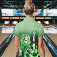 Load image into Gallery viewer, Green Lightning Lion Bowling Polo, Quarter Zip Shirts for Women Custom Lion Bowling Team jerseys NQS11568
