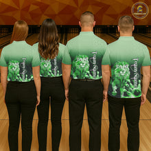 Load image into Gallery viewer, Green Lightning Lion Bowling Polo, Quarter Zip Shirts for Women Custom Lion Bowling Team jerseys NQS11568