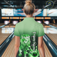 Load image into Gallery viewer, Green Lightning Lion Bowling Polo, Quarter Zip Shirts for Women Custom Lion Bowling Team jerseys NQS11568
