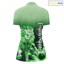 Load image into Gallery viewer, Green Lightning Lion Bowling Polo, Quarter Zip Shirts for Women Custom Lion Bowling Team jerseys NQS11568