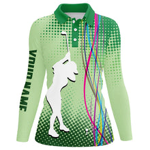 Load image into Gallery viewer, Green pattern Womens golf polo shirts custom sport ladies golf tops, cool golf gifts for women NQS7385