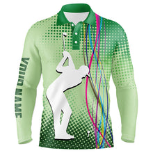 Load image into Gallery viewer, Green pattern Mens golf polo shirts custom sport mens golf tops, cool golf gifts for men NQS7385