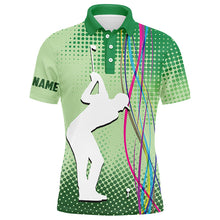 Load image into Gallery viewer, Green pattern Mens golf polo shirts custom sport mens golf tops, cool golf gifts for men NQS7385