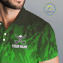 Load image into Gallery viewer, Funny Flamingo Green camo flame golf ball Mens Golf Polo Shirts Custom Flamingo Golf attire for men NQS9799