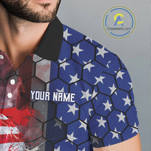 Load image into Gallery viewer, Smoke Golf ball American Flag pattern Mens Golf Polo Shirts Custom Patriotic Golf attire for men NQS9801