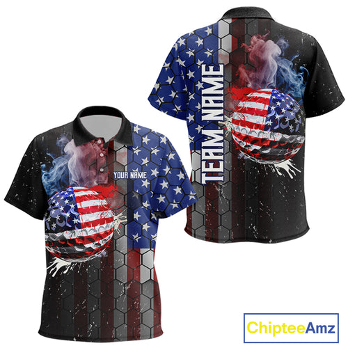 Smoke Golf ball American Flag pattern Kid Golf Polo Shirt Custom Patriotic Golf attire for Kid NQS9801