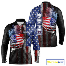 Load image into Gallery viewer, Smoke Golf ball American Flag pattern Mens Golf Polo Shirts Custom Patriotic Golf attire for men NQS9801