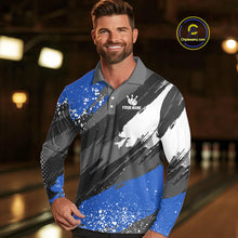 Load image into Gallery viewer, Blue Grunge pattern Bowling Team Shirt For Men Custom Bowling jersey Uniform Bowler Outfits NQS10041