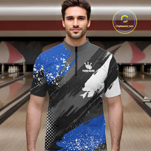 Load image into Gallery viewer, Blue Grunge pattern Bowling Team Shirt For Men Custom Bowling jersey Uniform Bowler Outfits NQS10041
