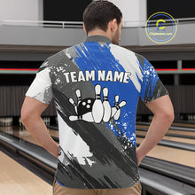 Load image into Gallery viewer, Blue Grunge pattern Bowling Team Shirt For Men Custom Bowling jersey Uniform Bowler Outfits NQS10041